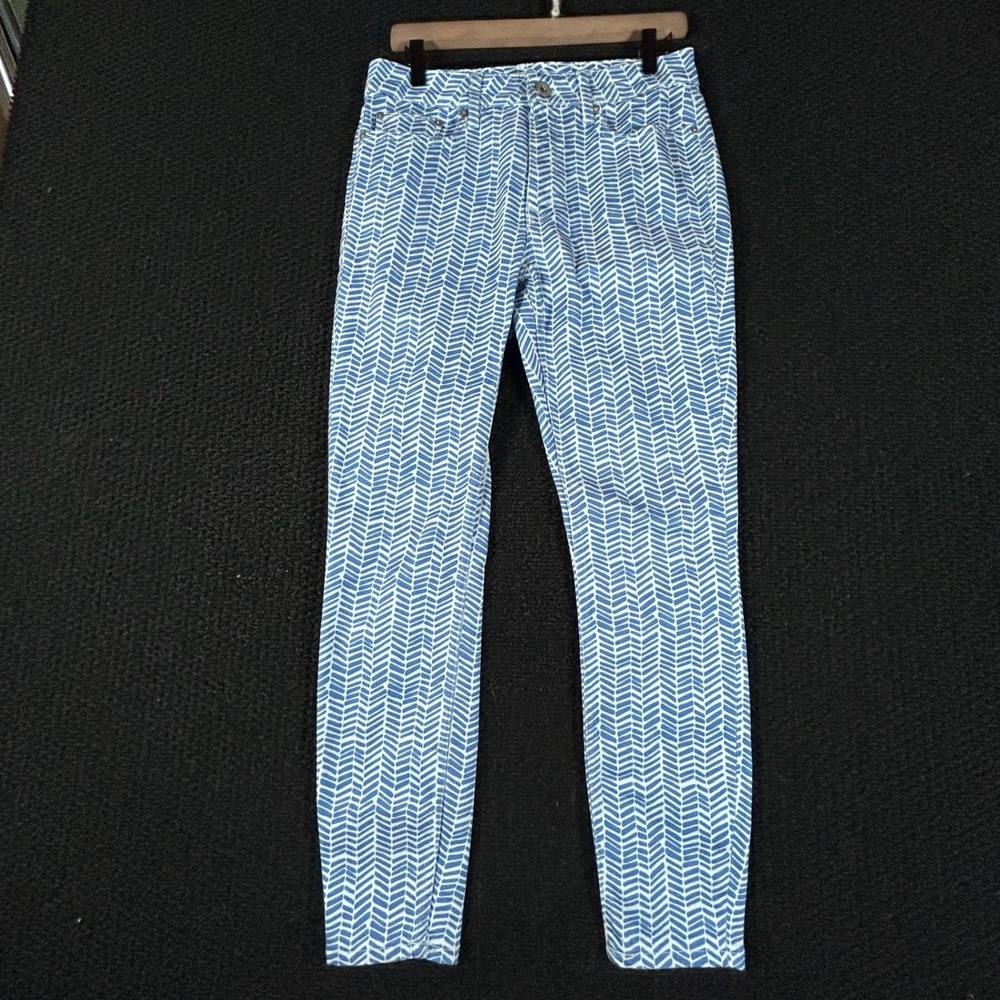 Vineyard Vines Women's Size 28 Blue White Herringbone Pattern Pants Trousers